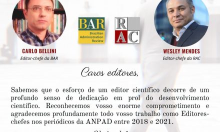 Após 3 anos de serviço pro bono deixo a editoria da revista de administração contemporânea-RAC